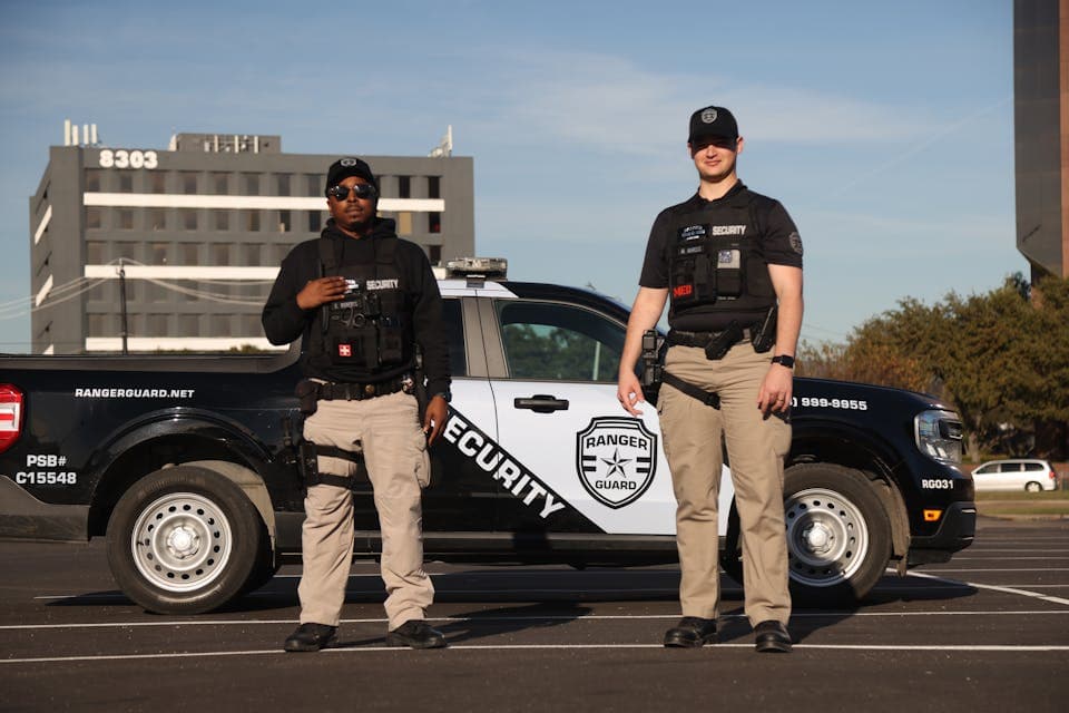 Security guard recording time during a patrol